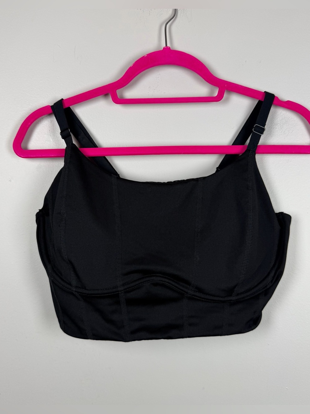 Victoria’s Secret PINK Black Corset Long Pullover Yoga Lounge Bra Size XL